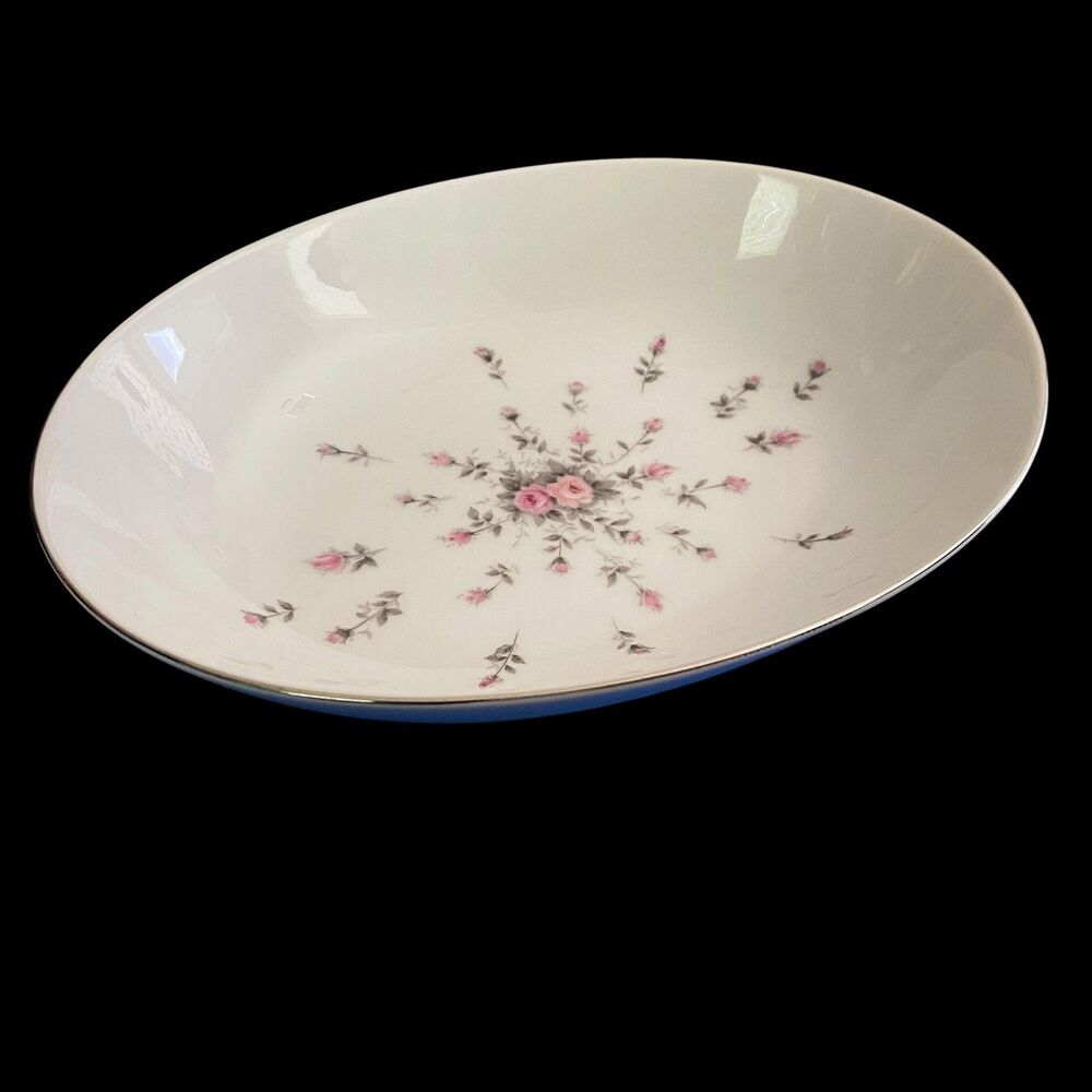 Vintage Harmony House Rosebud Oval Serving Bowl Fine China Japan Floral Decor